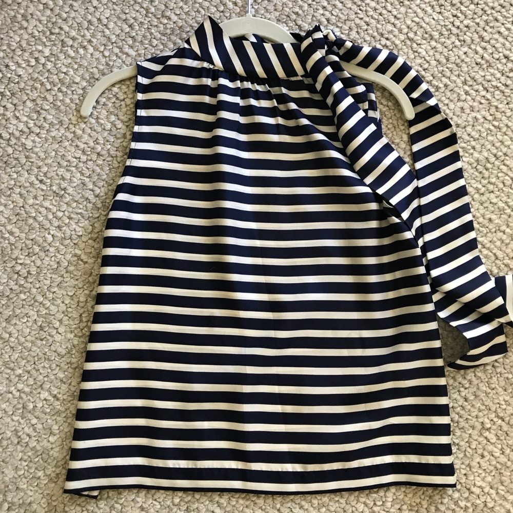 High Neck Striped Blouse